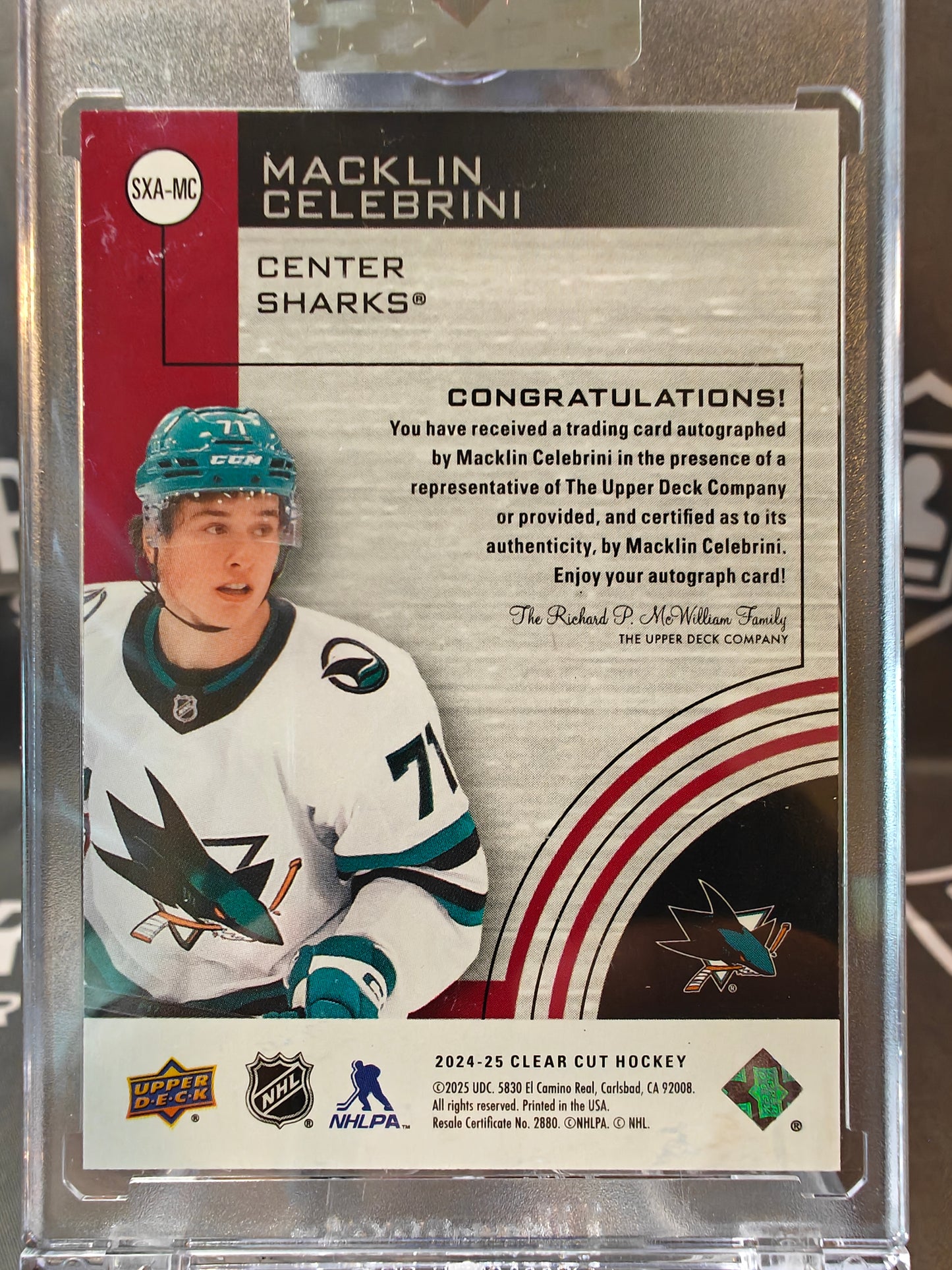 Macklin Celebrini SpXcitement Clear Cut Auto Rookie