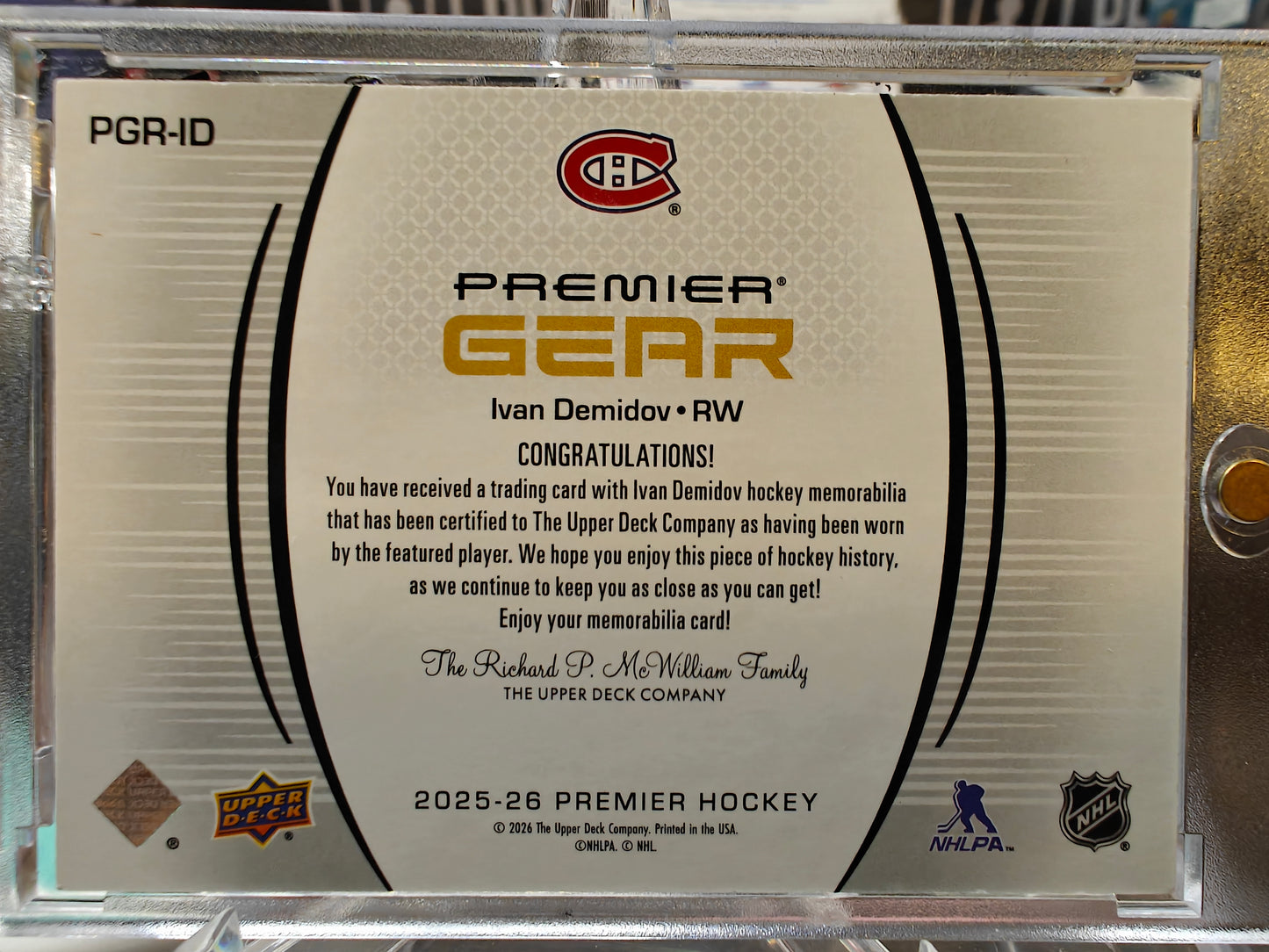 2025-26 Premier Ivan Demidov Rookie Gear /99