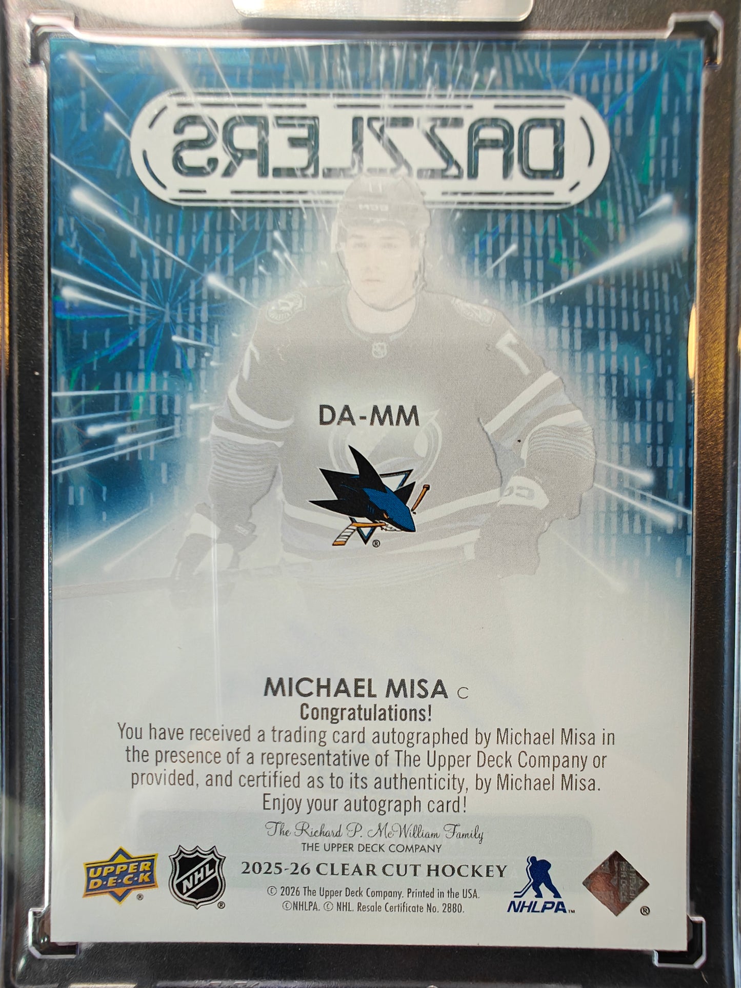 2025-26 Upper Deck Clear Cut Michael Misa Dazzlers Auto