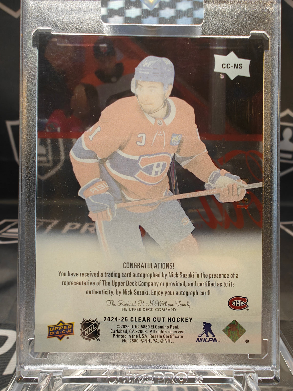 2024-25 Upper Deck Clear Cut Nick Suzuki #CC-NS High Gloss Auto /10 Canadiens