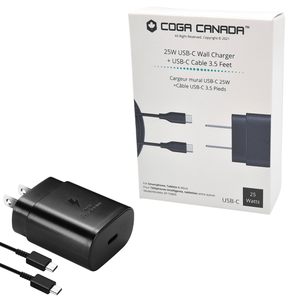 25W - Super Fast Wall Charger + 1M Cable (USB-C) – COGA Canada