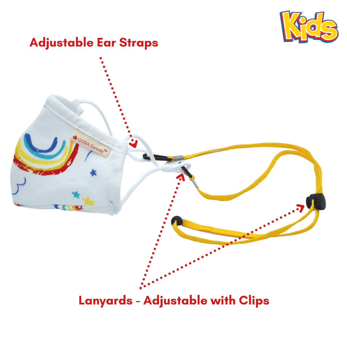Kids Combo Pack - 6 x 100% Cotton Face Masks and 6x Lanyards