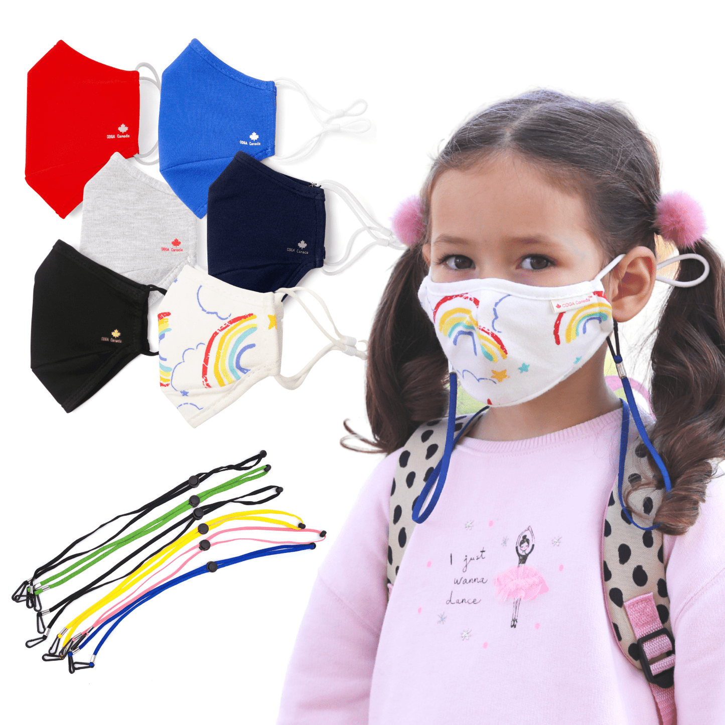 Kids Combo Pack - 6 x 100% Cotton Face Masks and 6x Lanyards
