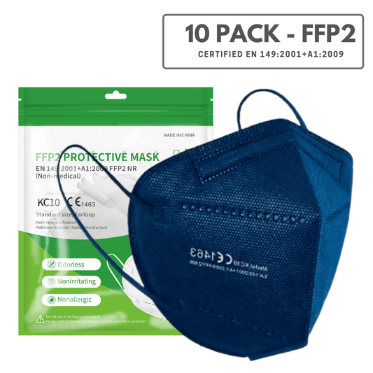 10 Pack (Blue) - FFP2 Disposable Face Mask (Europe EN149 Certified) KN95