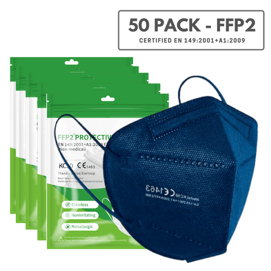 50 Pack (Blue) - FFP2 Disposable Face Mask (Europe EN149 Certified) KN95