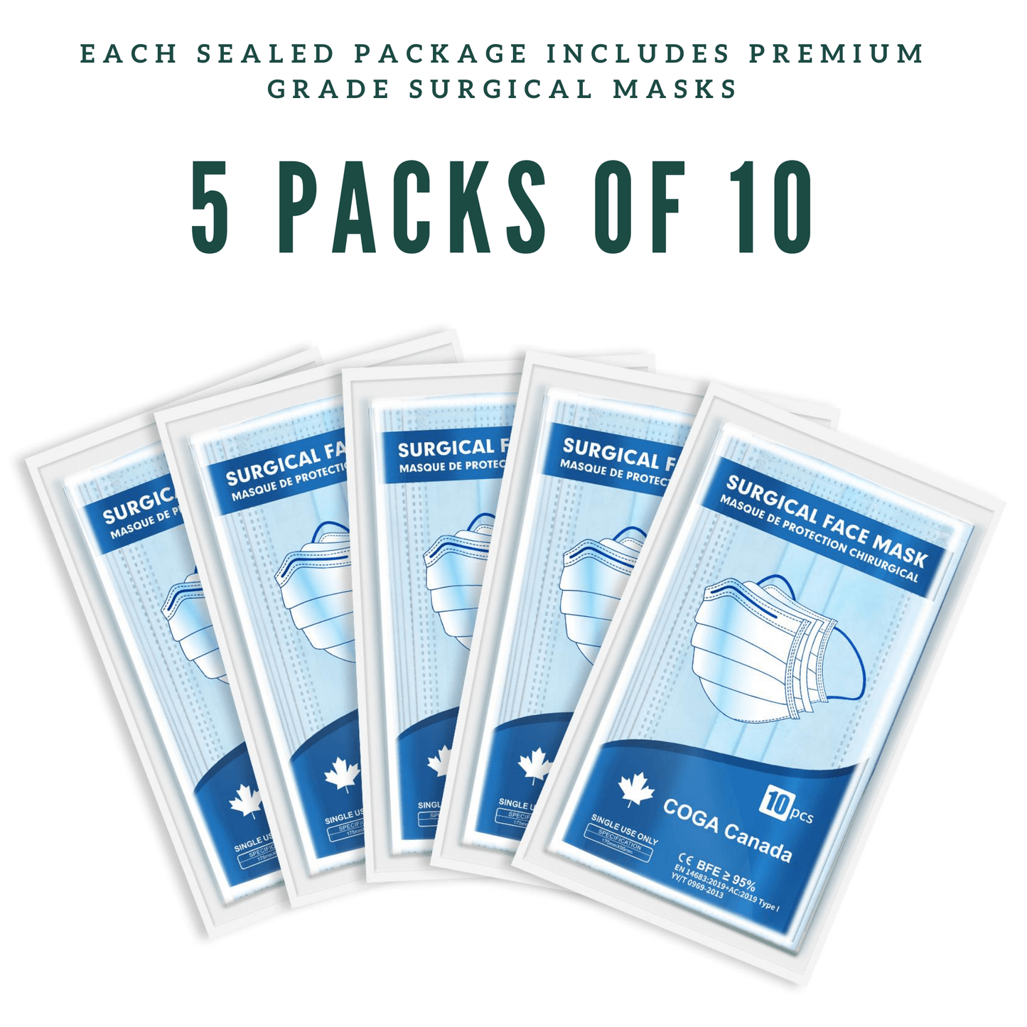 50 pack - Surgical Face Masks (CE/ISO EN14683 Level 1)
