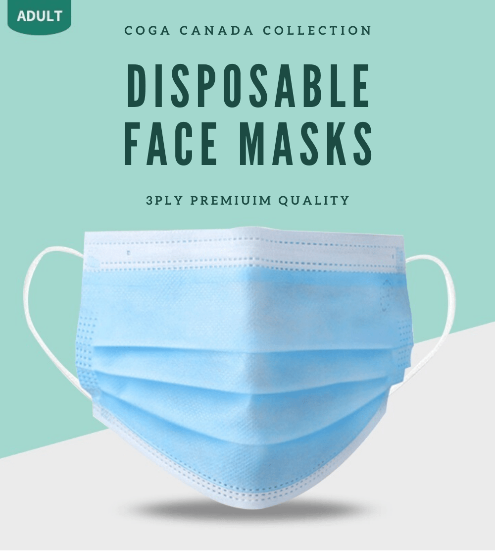 50 pack - (Green) Disposable 3ply Face Masks