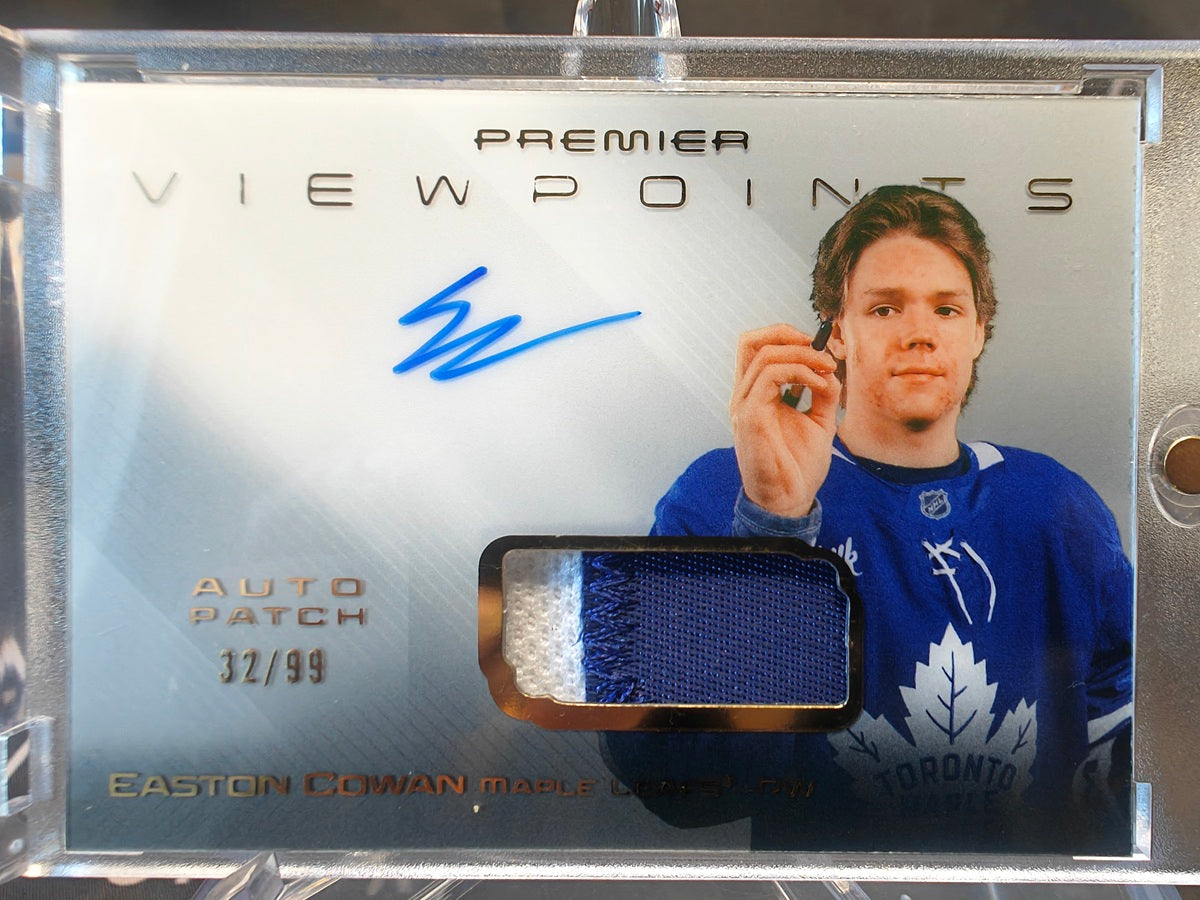 2025-26 Upper Deck Premier Easton Cowan View Points Auto Patch front
