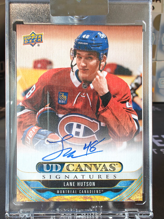 Upper Deck 2024-2025 Clear Cut UD Canvas Signatures Lane Hutson CS-LH Auto
