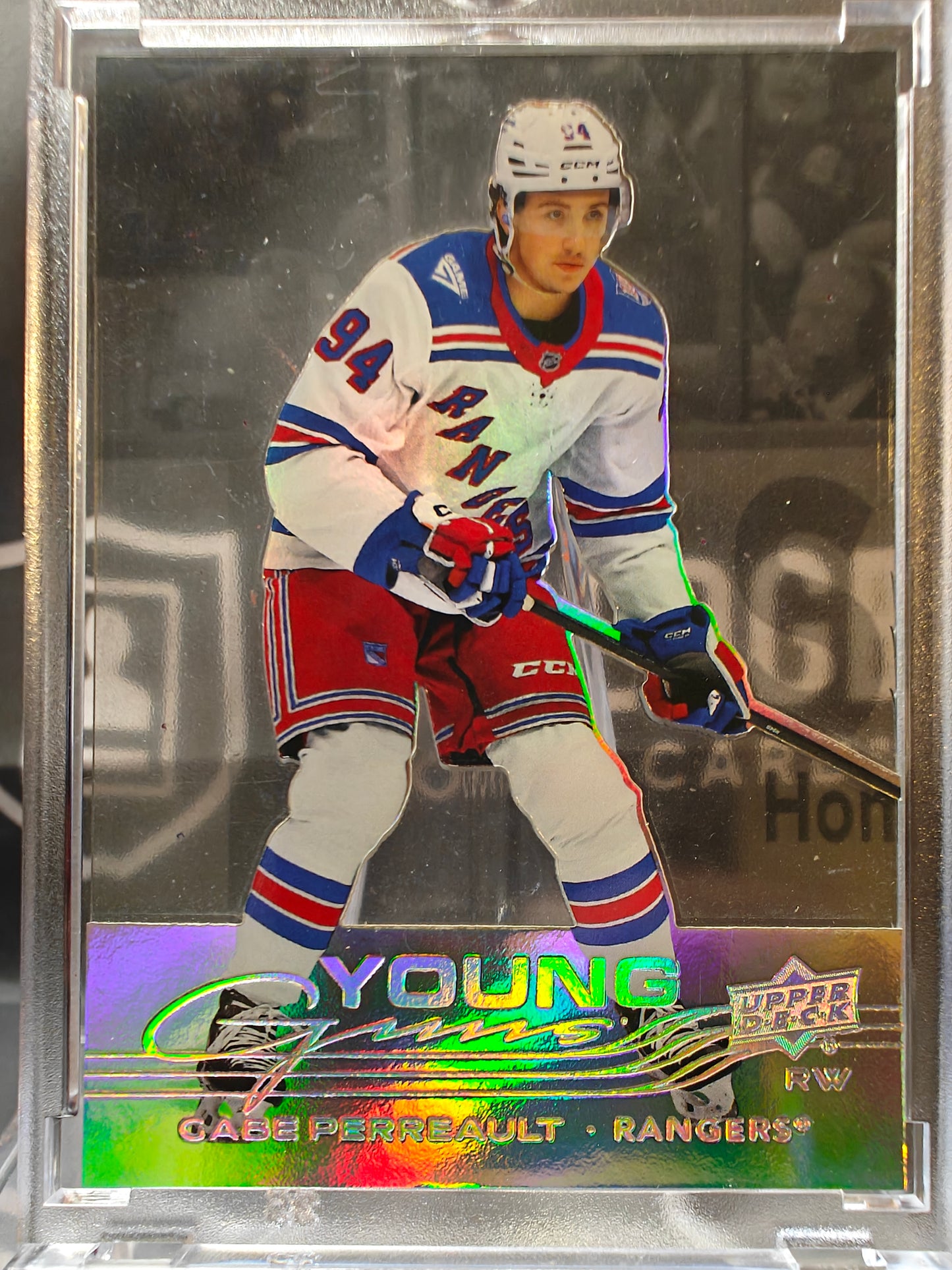 2025-26 UD Extended Series Acetate Young Guns Gabe Perreault RC SSP Rangers