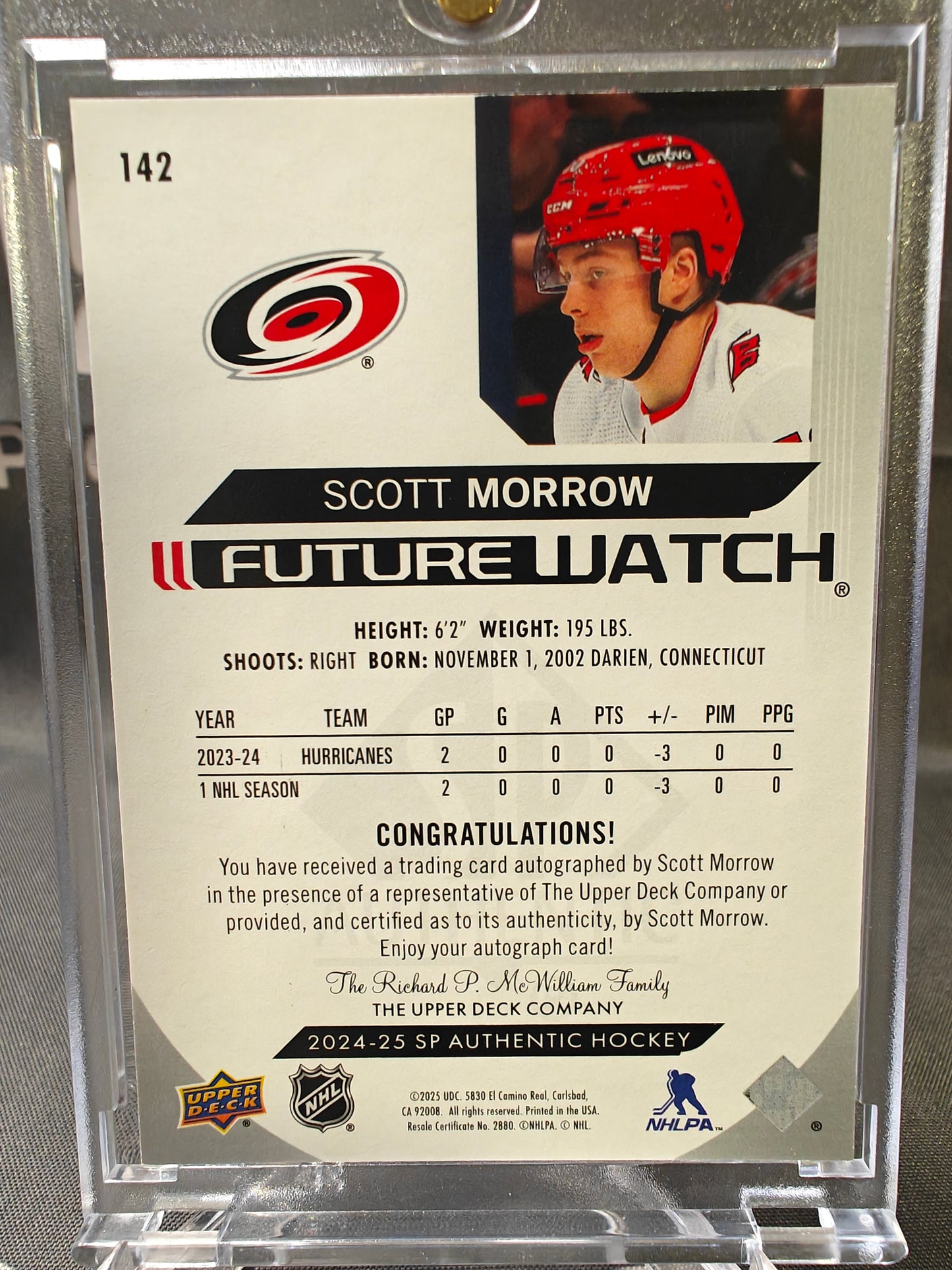2025-26 SP Authentic Scott Morrow Horizontal Future Watch Auto Rookie /599 #142