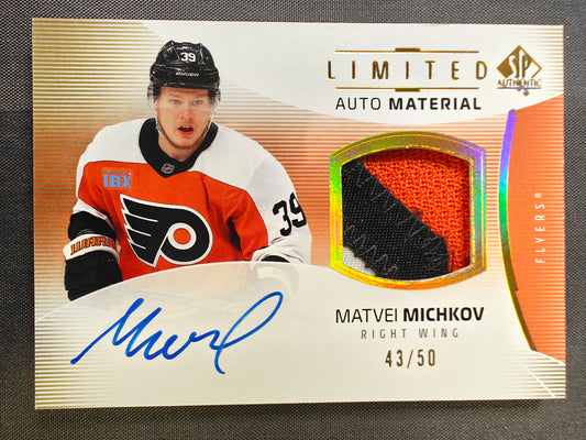 2025-26 Upper Deck SP Authentic Matvei Michkov Limited Material Patch Auto /50