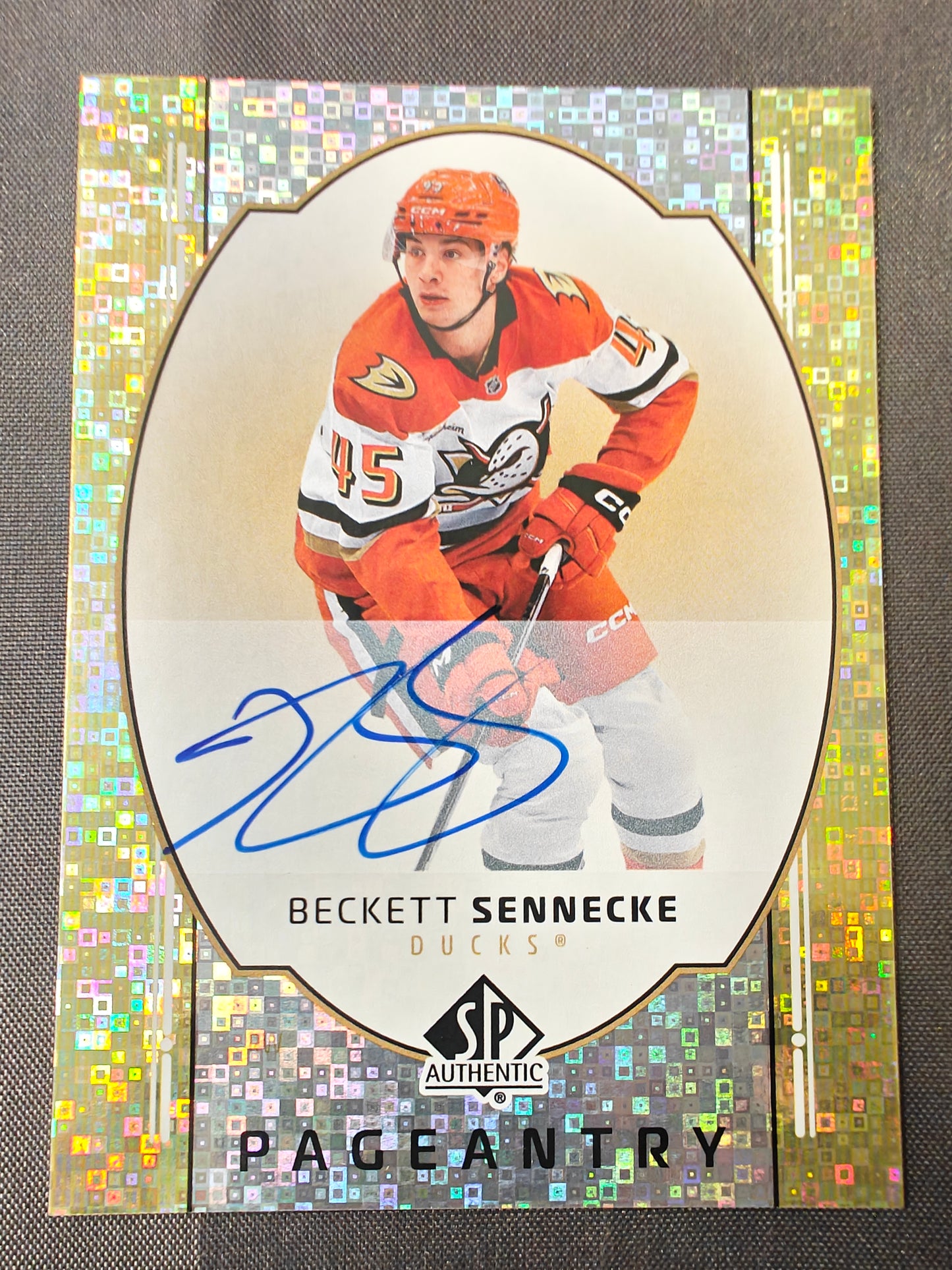 2025-26 AP Authentic Beckett Sennecke Pageantry Auto SSP #P22 Ducks