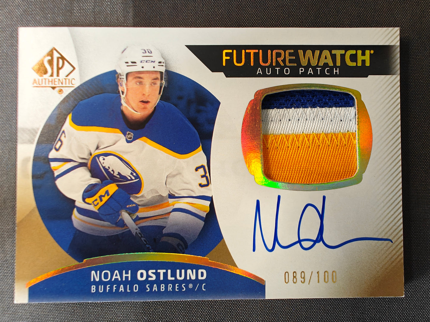 NOAH OSTLUND 2025-26 UPPER DECK SP AUTHENTIC FUTURE WATCH AUTO PATCH/100 #136