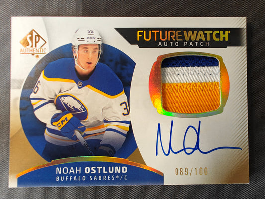 NOAH OSTLUND 2025-26 UPPER DECK SP AUTHENTIC FUTURE WATCH AUTO PATCH/100 #136
