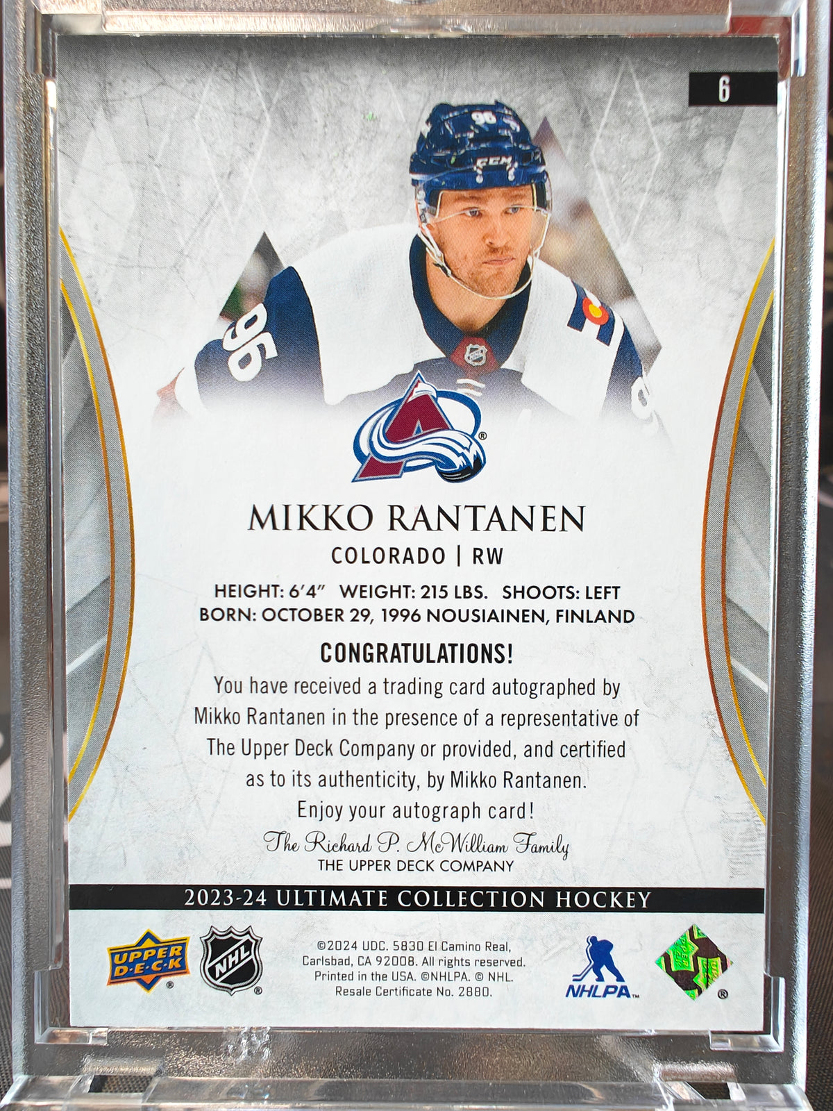 2025-26 Ultimate Collection Mikko Rantanen 1/5 Auto