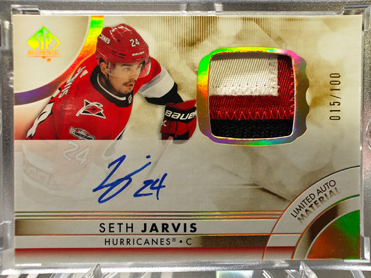 2025-26 SP Authentic Limited Auto Material Seth Jarvis Patch Auto /100