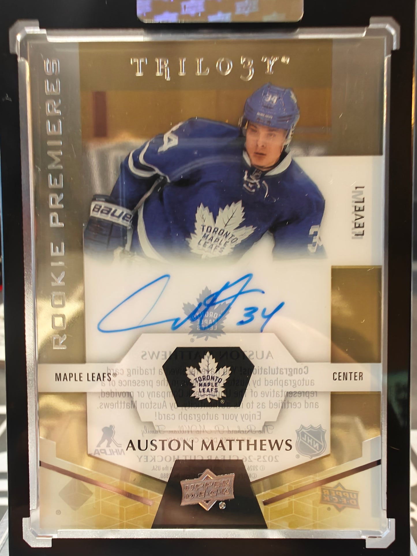 2025-26 Upper Deck Clear Cut Hockey Auston Matthews Rookie Premieres Trilogy