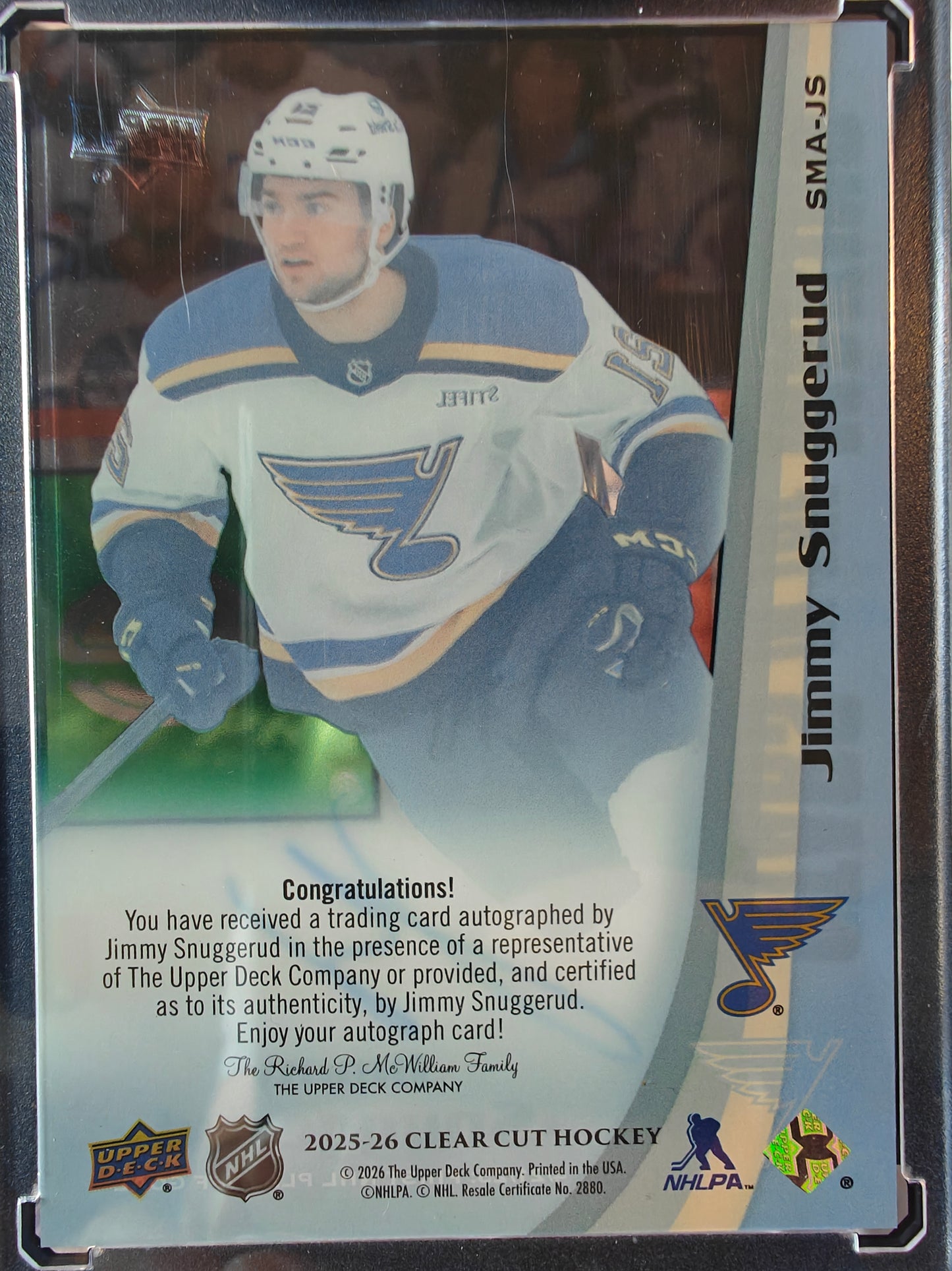 2025-26 Upper Deck Clear Cut Jimmy Snuggerud Auto Stars in the Making