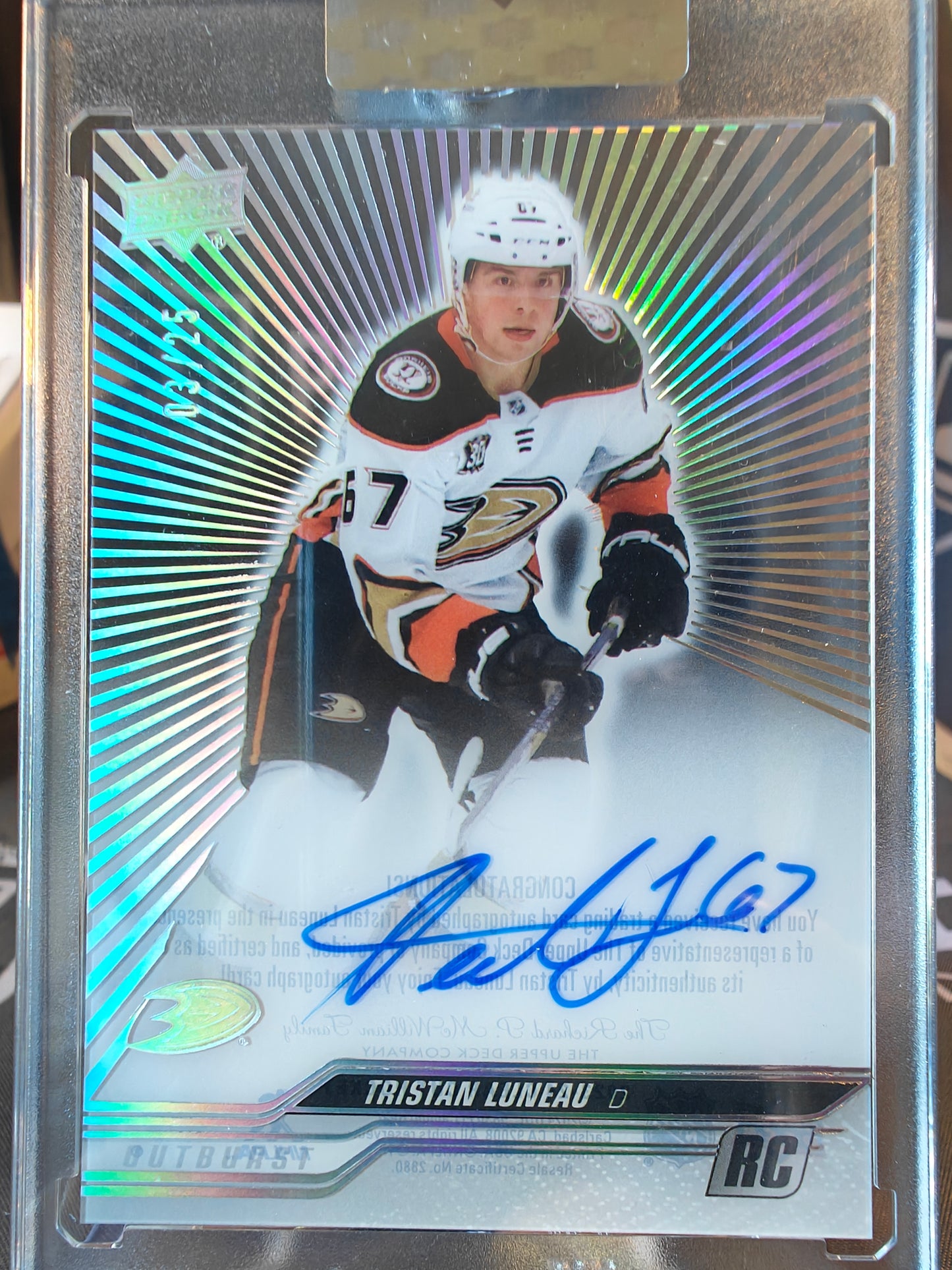 2025-26 Upper Deck Clear Cut Tristan Luneau Outburst /25