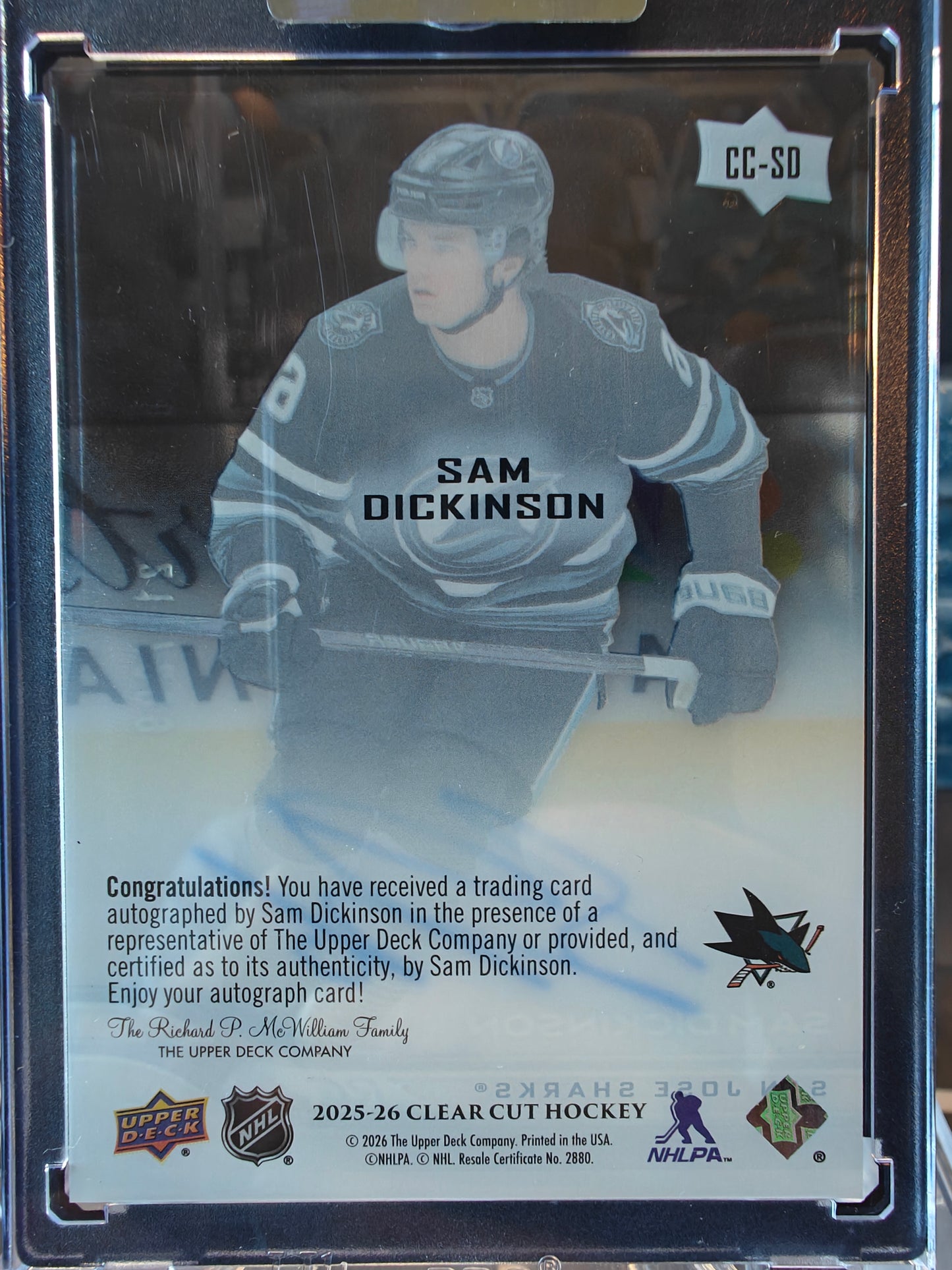 2025-26 Clear Cut Sam Dickinson Auto /299