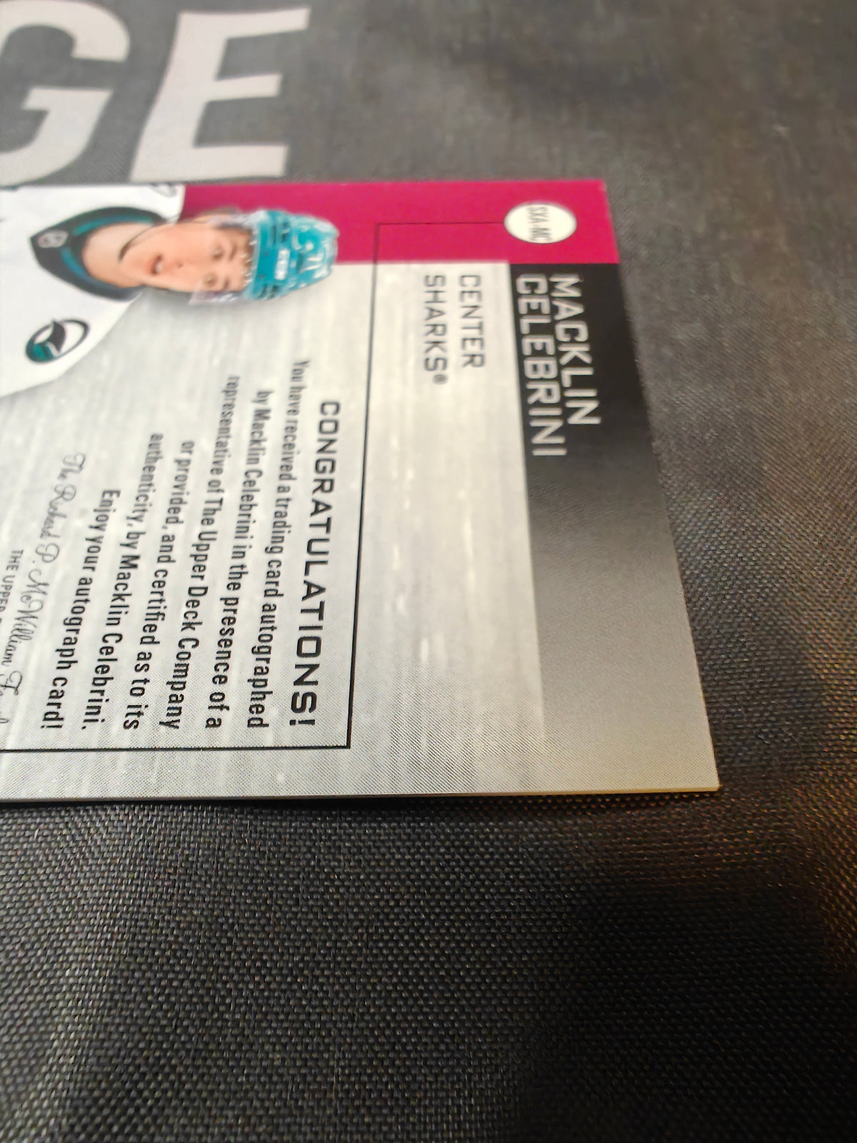 Macklin Celebrini SpXcitement Clear Cut Auto Rookie