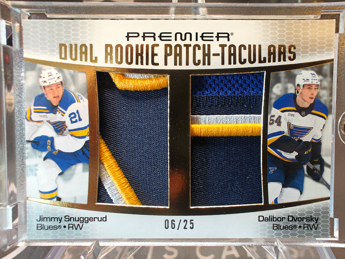 2025-26 Premier Dual Rookie Patch-Taculars Jimmy Snuggerud Dalibor Dvorsky /25