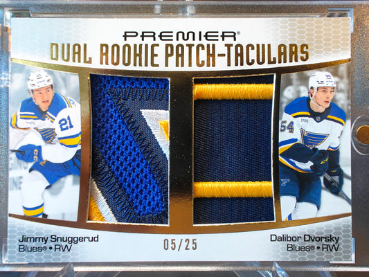 2025-26 Premier Dual Rookie Patch-Taculars Jimmy Snuggerud Dalibor Dvorsky /25