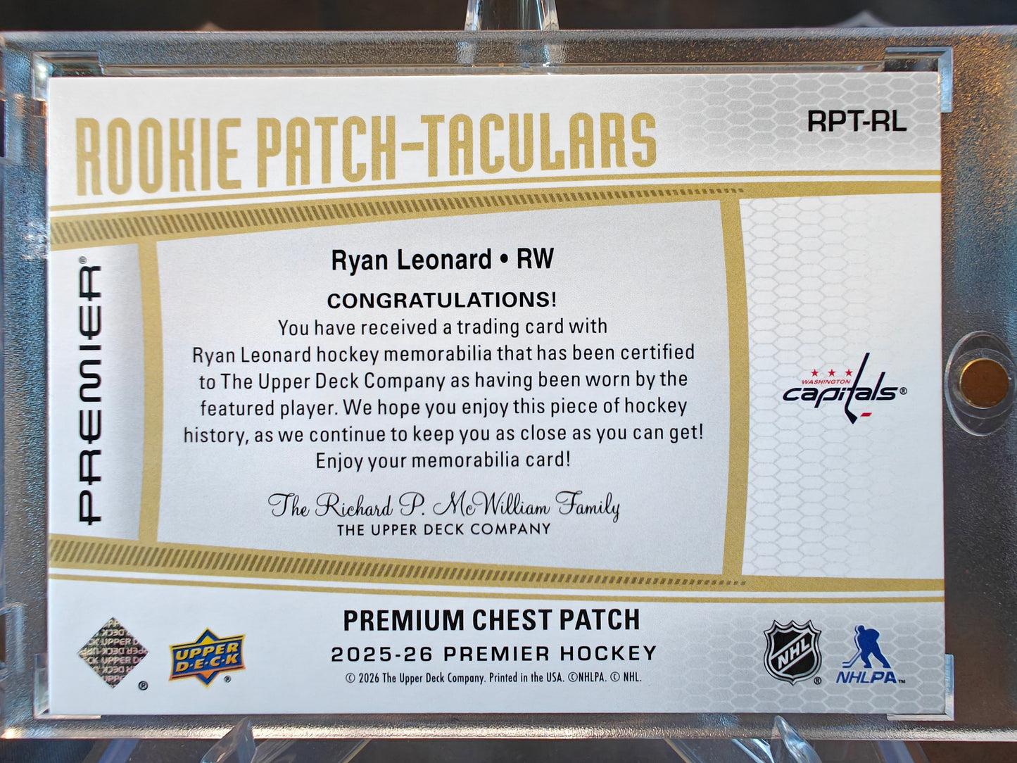 2025-26 Premier Ryan Leonard Rookie Patch-Taculars /25