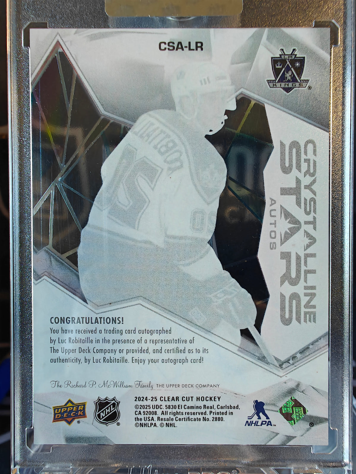 2024-25 Upper Deck Clear Cut Crystalline Stars Auto Luc Robitaille 12/35 CSA-LR Kings