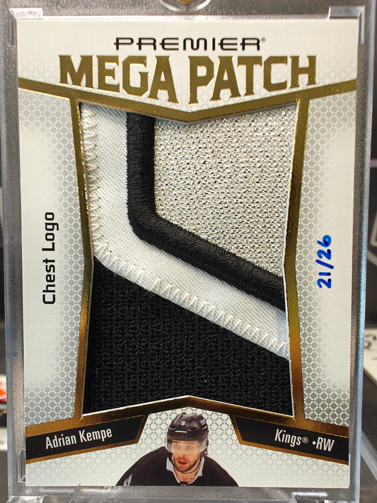 2025-26 Upper Deck Premier Adrian Kempe Mega Patch Chest Logo 21/26 PMP-AK Kings