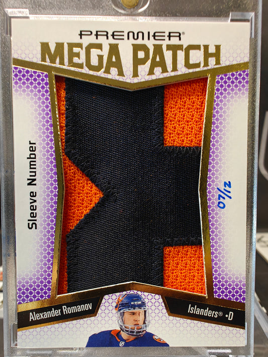 2025-26 Upper Deck Premier Alexander Romanov Mega Patch Sleeve Number 07/12 PMP-AR Islanders