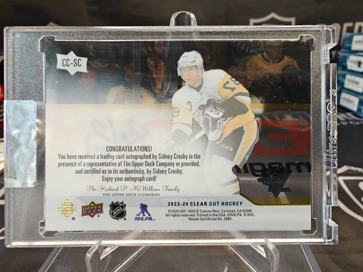 Sidney Crosby 2023-24 Clear Cut Autograph back