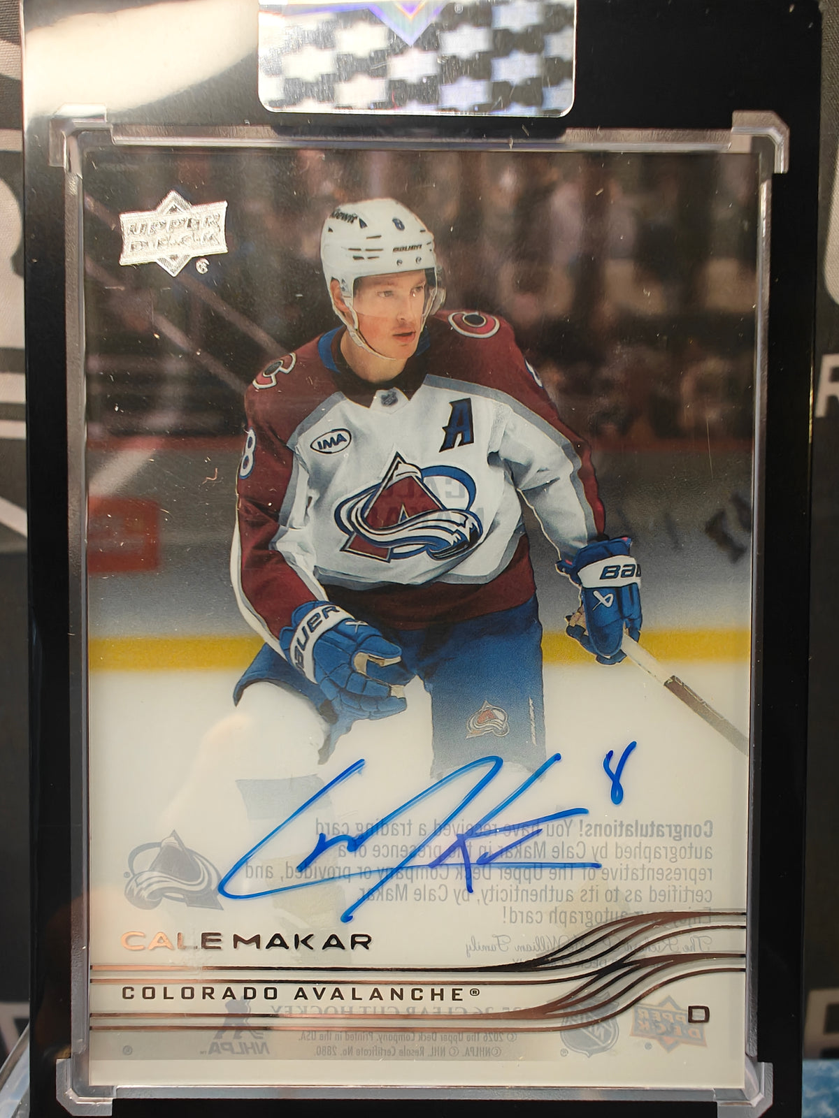 Cale Makar 2025-26 Clear Cut Auto front