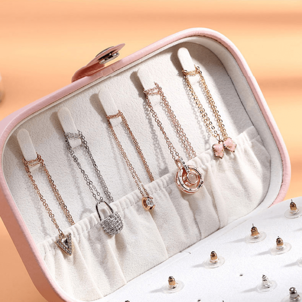 Jewelry Box Case - Small Travel Size (Pink)