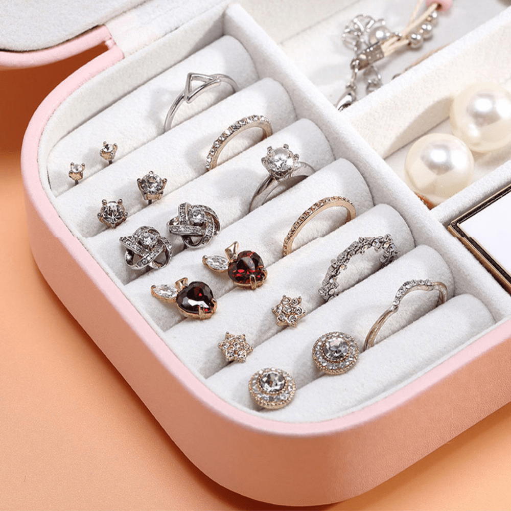 Jewelry Box Case - Small Travel Size (Pink)