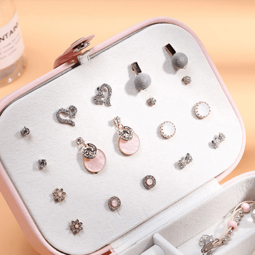 Jewelry Box Case - Small Travel Size (Pink)