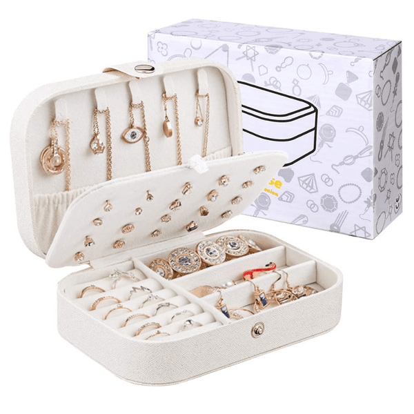Jewelry Box Case - Small Travel Size (White)