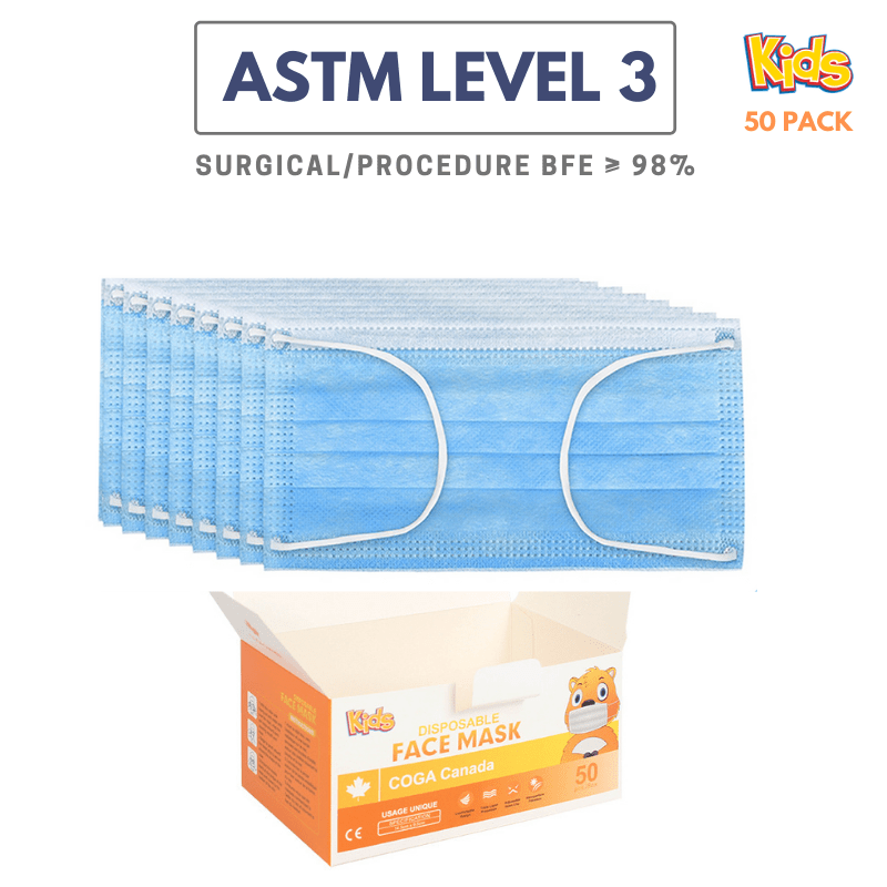 50 pack - KIDS! Surgical Face Masks (ASTM Level 3) – COGA Canada