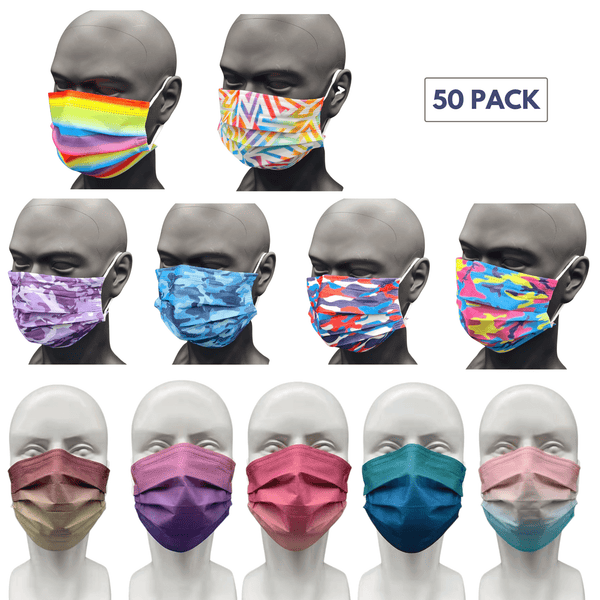 50 pack - Various Designs Disposable 3ply Face Masks